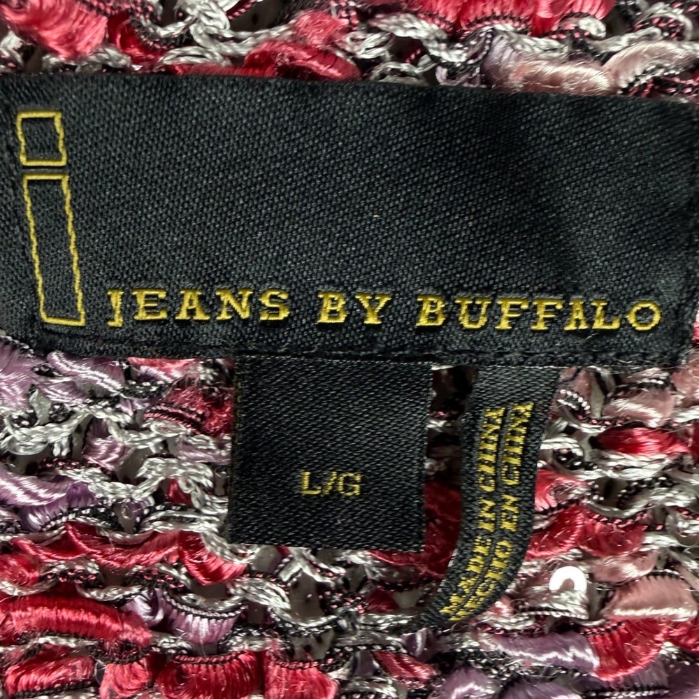 I Jeans By Buffalo‎ Sequin Open Knit Sweater Womens Large Pink Marled - Picture 5 of 10